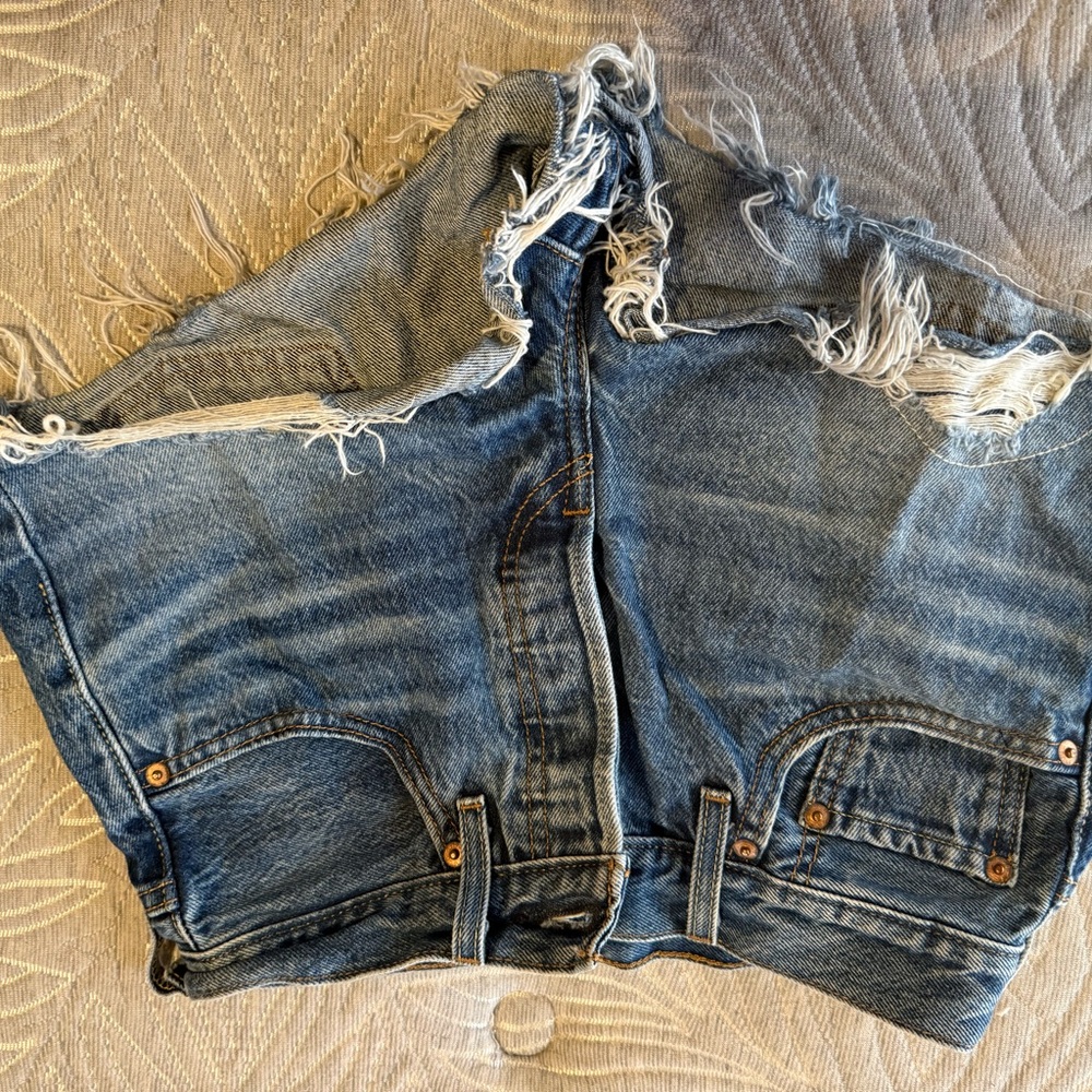 Levi's Frayed Blue Jean Shorts